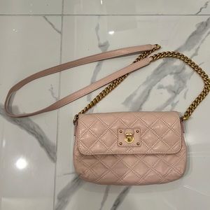 Marc Jacobs apricot quilted leather cross body bag
